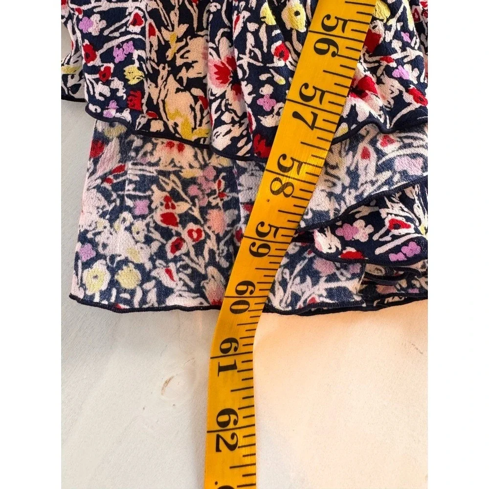 Poupette St. Barth Bety Tassel Tie Georgette Floral Maxi Dress Navy Azalea Small